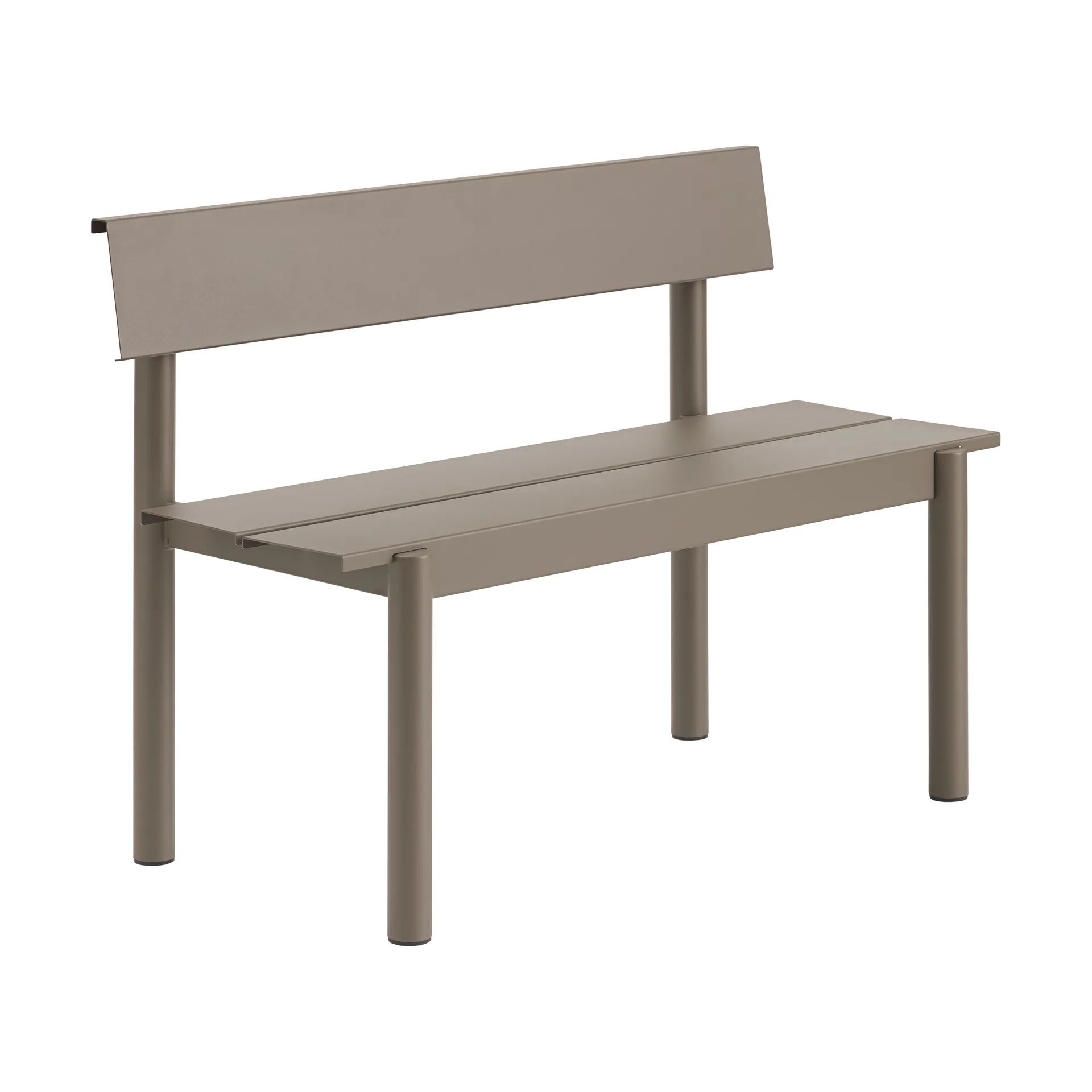 Linear Steel benk med ryggstøtte, Taupe, 110x34 cm Muuto