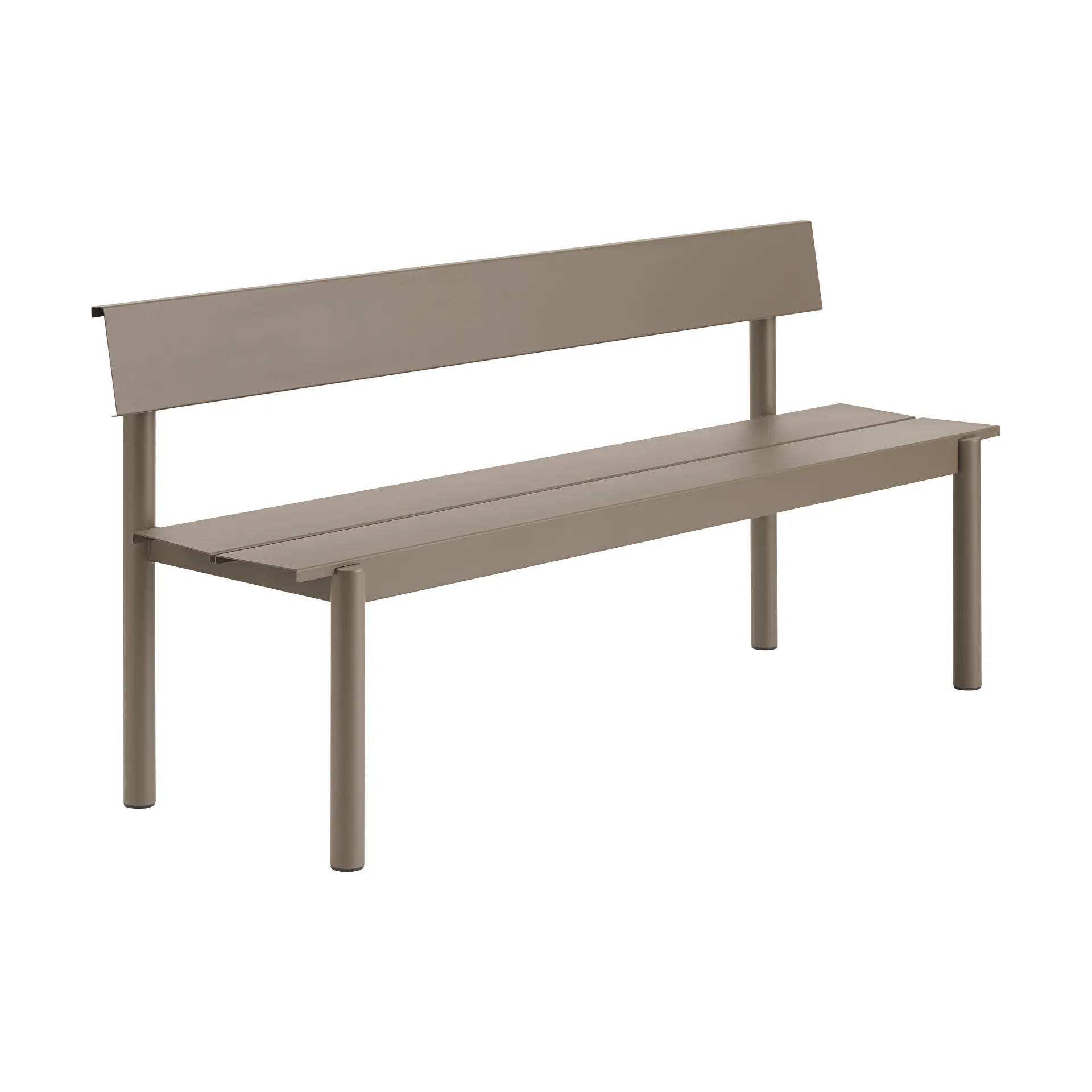Linear Steel benk med ryggstøtte, Taupe, 170x34 cm Muuto