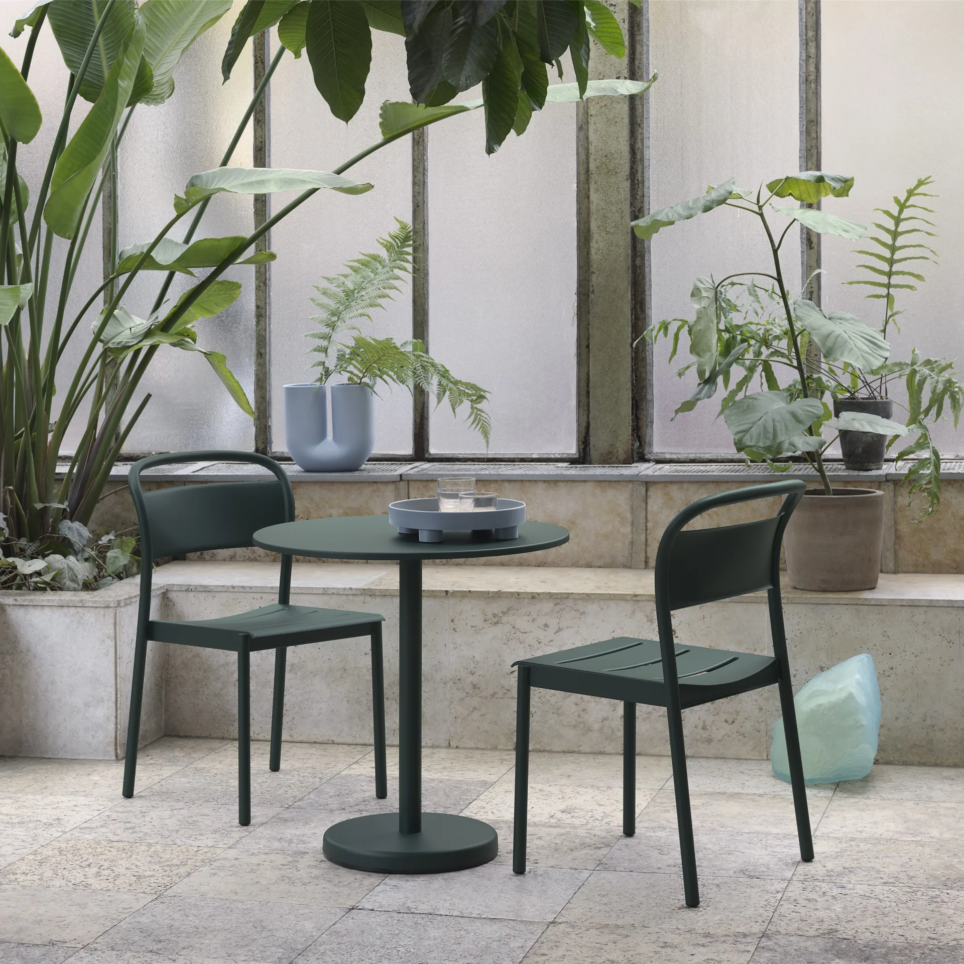 Linear Steel Side Chair stol, Dark green Muuto