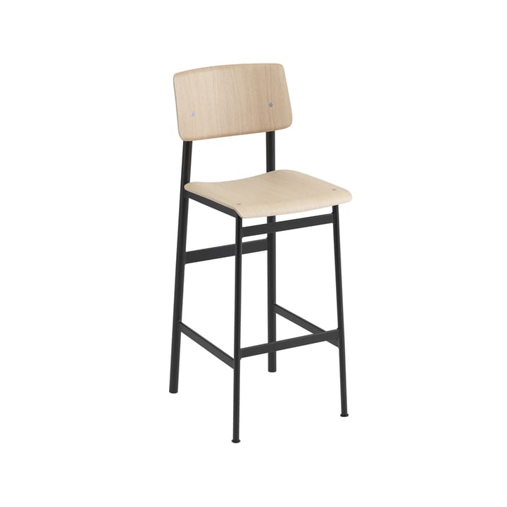 Loft barstol - oak, høy, sort stålstativ - Muuto