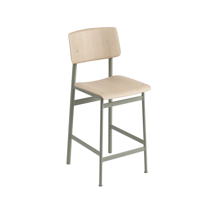 Loft barstol - oak, lav, dusty green stålstativ - Muuto