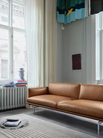 Outline 3-seters sofa skinn - brunt skinn - Muuto