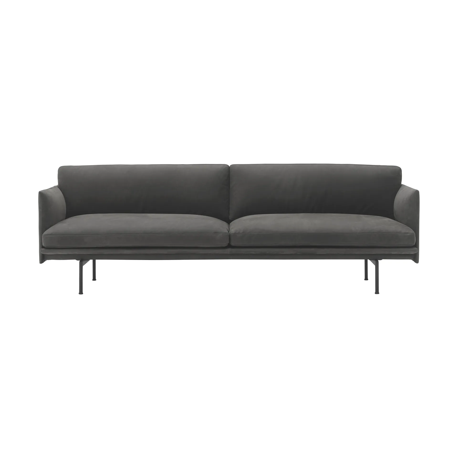 Outline 3-seters sofa skinn, Grace leather Camel-svarte ben Muuto