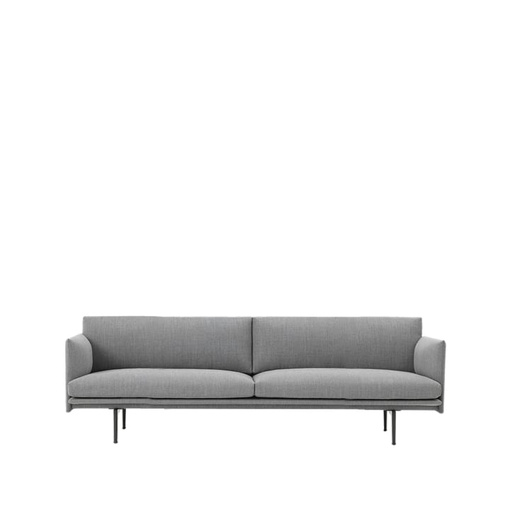 Outline sofa 3-seter tekstil - tekstil fiord 151 grey, sorte ben - Muuto