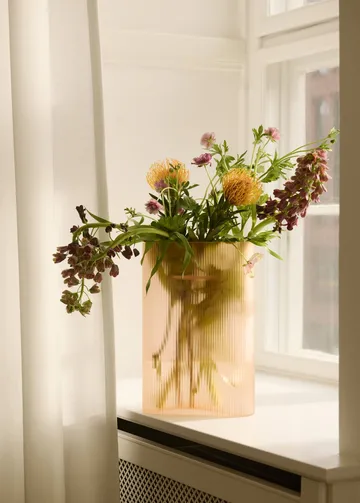 Ridge vase frostat glass 35 cm - Lyseoransje - Muuto