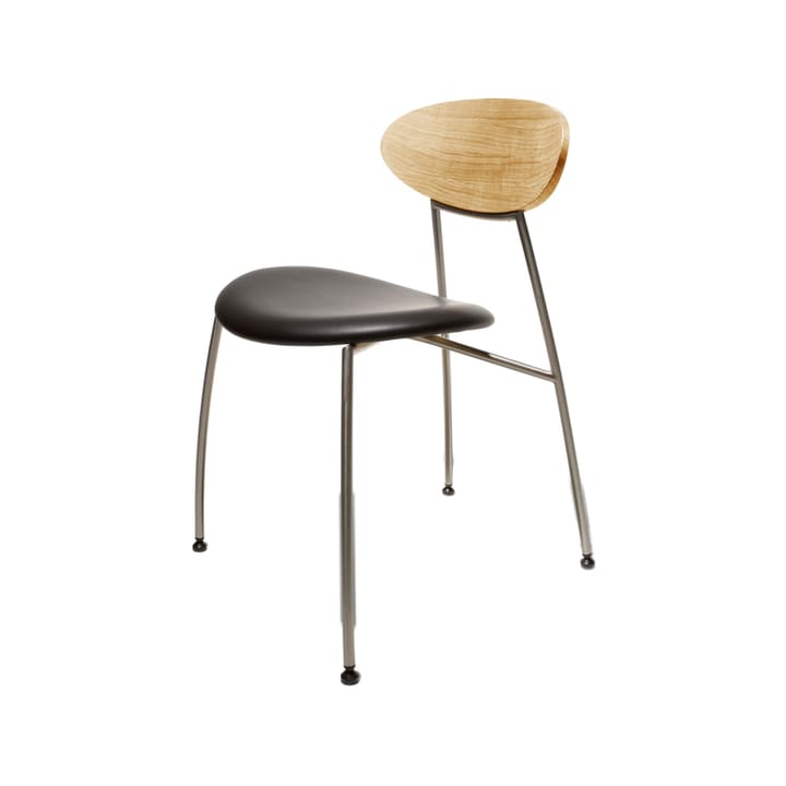 Stone GM 666 stol - svart, oljet eik, rustfritt stål/select lær - Naver Collection