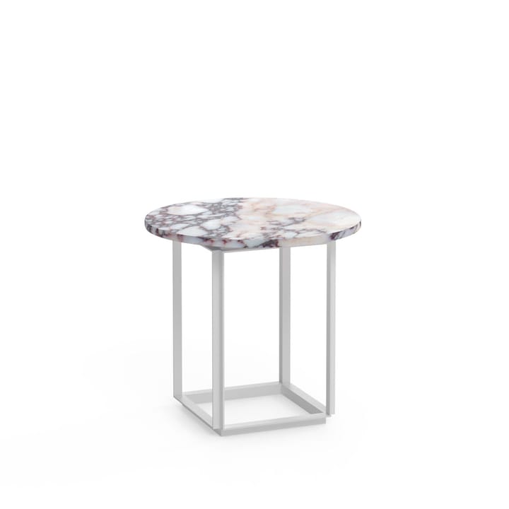 Florence sidebord, White viola marble, Ø 50 cm, hvitt stativ New Works