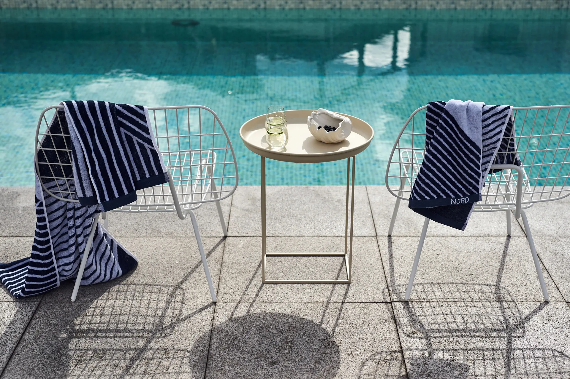 Stripes håndklesett 4 deler - Blå NJRD