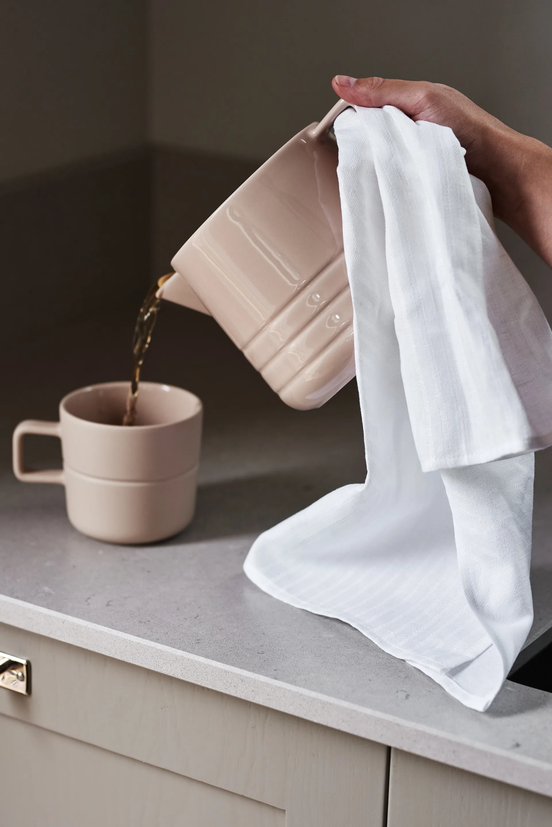 Stripes kjøkkenhåndkle 47 x 70 cm 2-pakning, Hvit NJRD