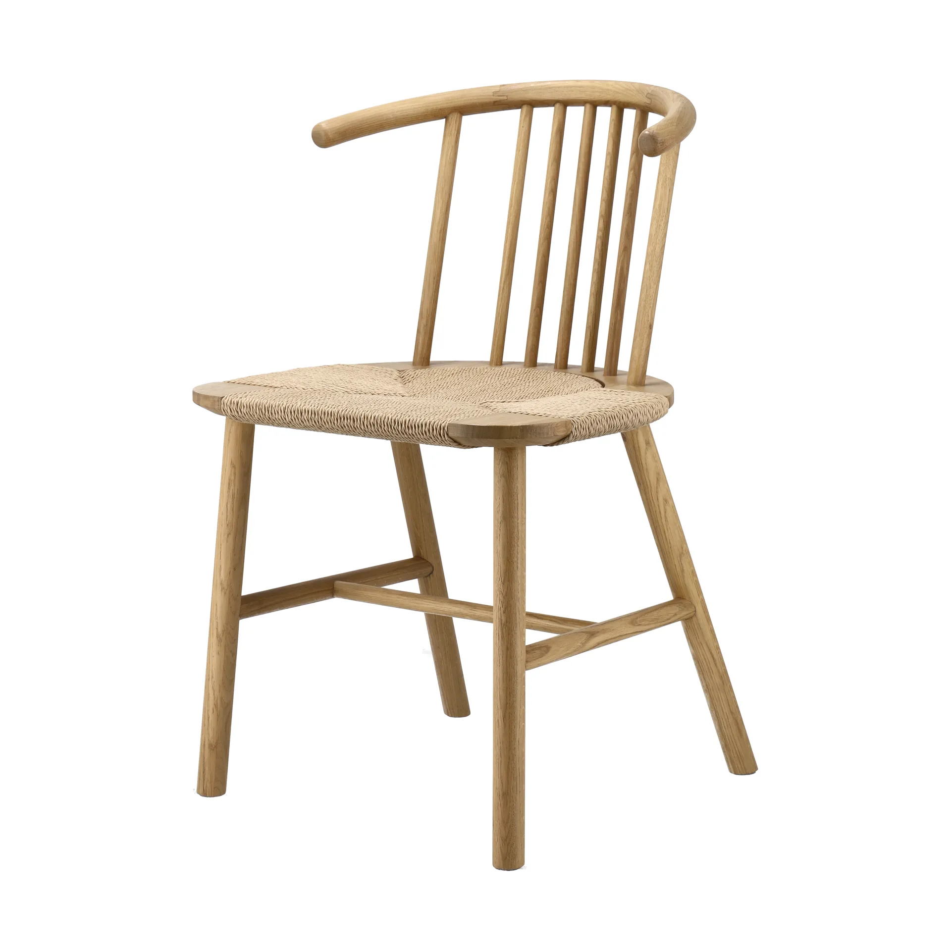 VIOR spisestol flettet sete, Lakkert eik-natur, 4-pakning NJRD