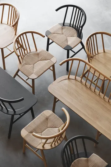 VIOR spisestol flettet sete, Lakkert eik-natur, 4-pakning - NJRD