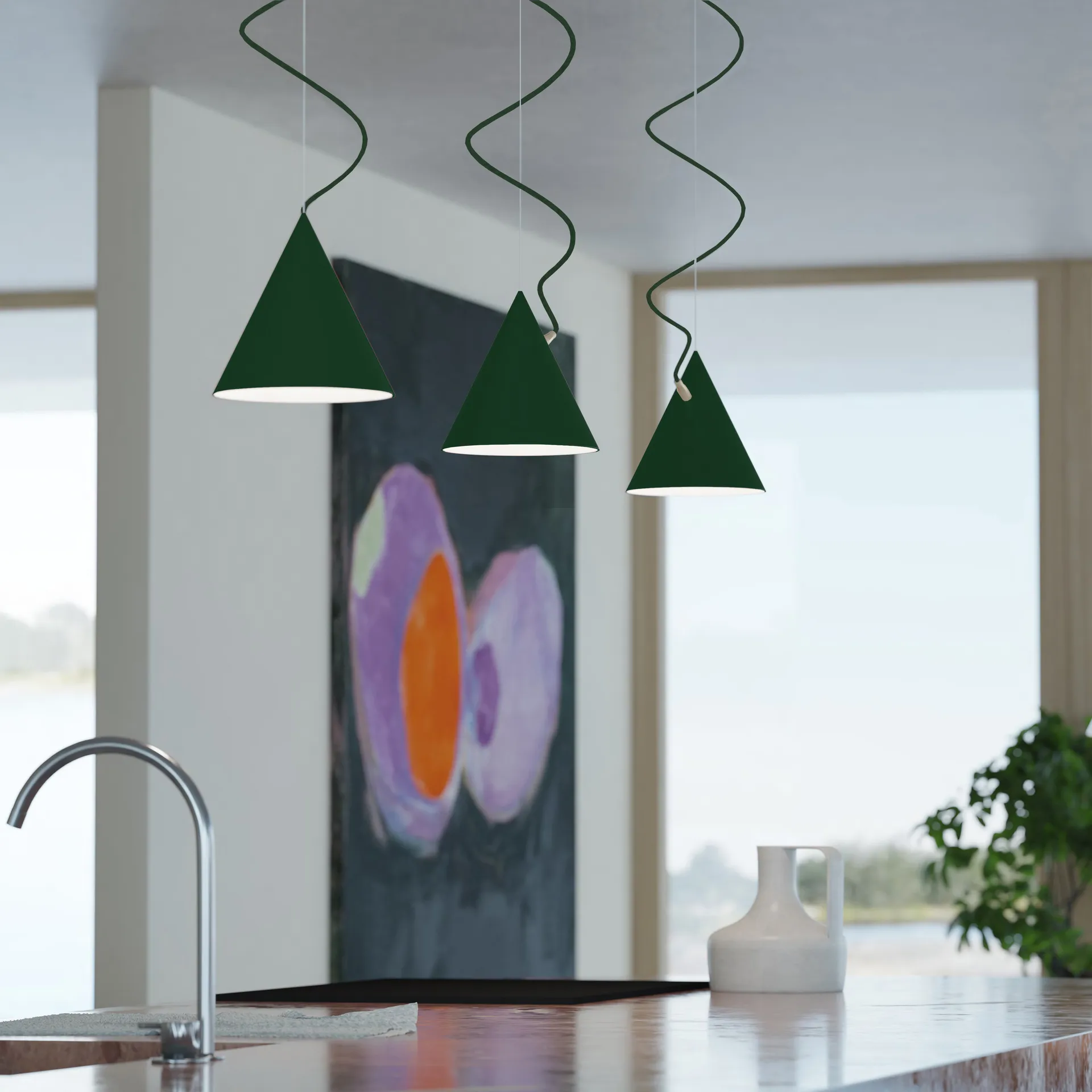 Castor pendel 20 cm, British racing green-mørkegrønn-messing Noon