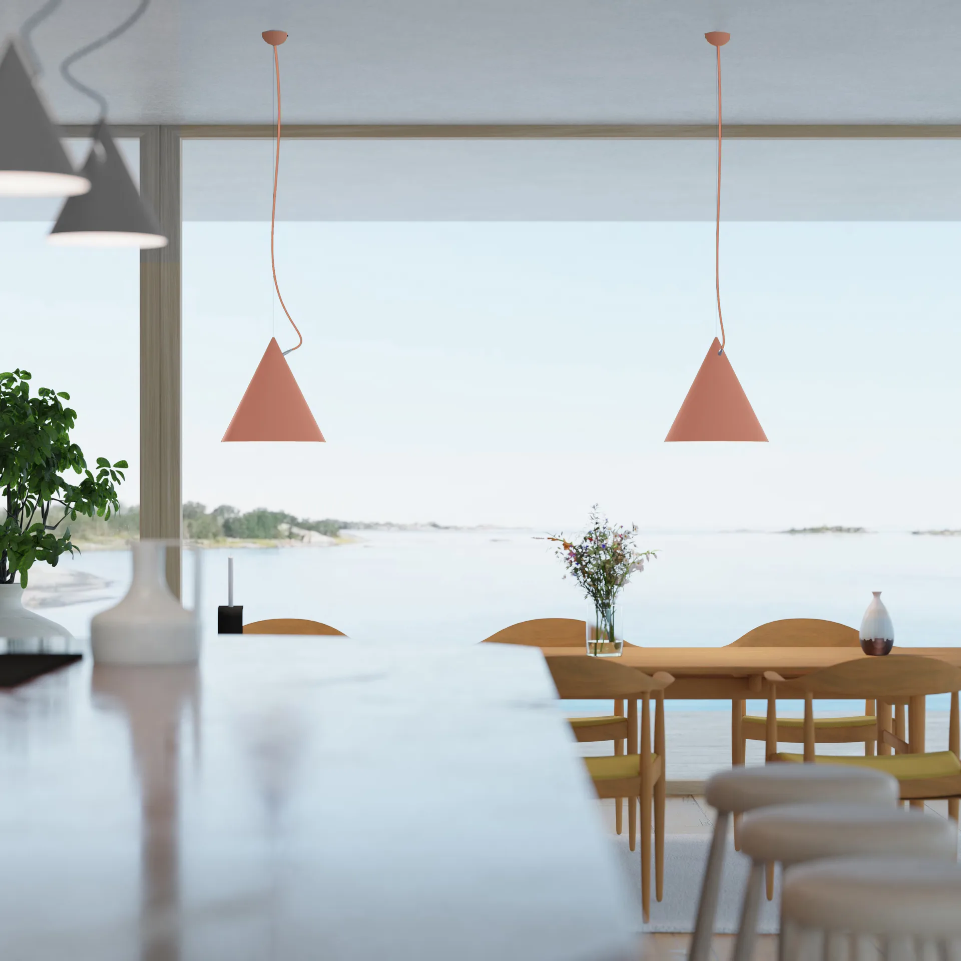 Castor pendel 40 cm, Aprikos-aprikos-sølv Noon