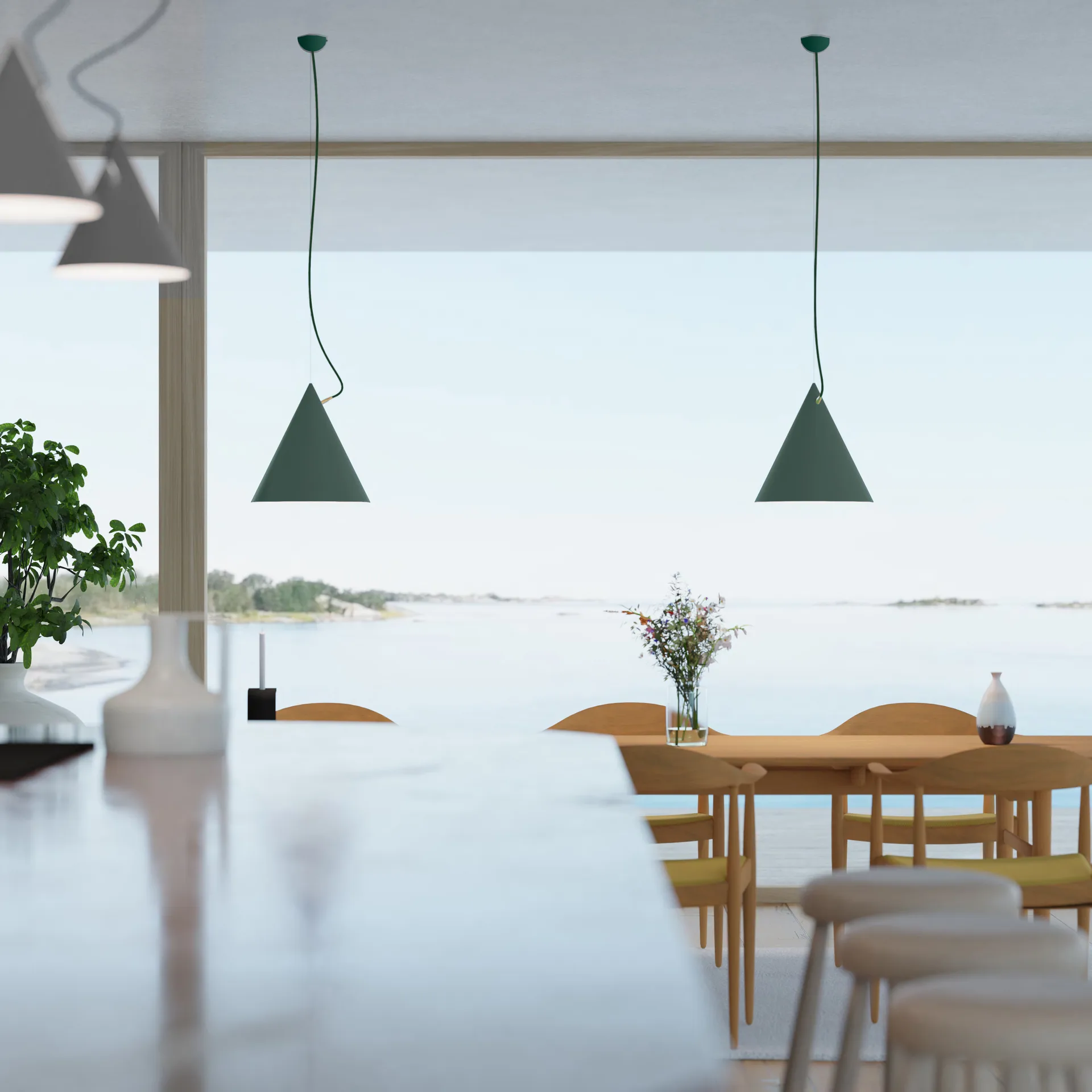 Castor pendel 40 cm, British racing green-mørkgrønn-messing Noon