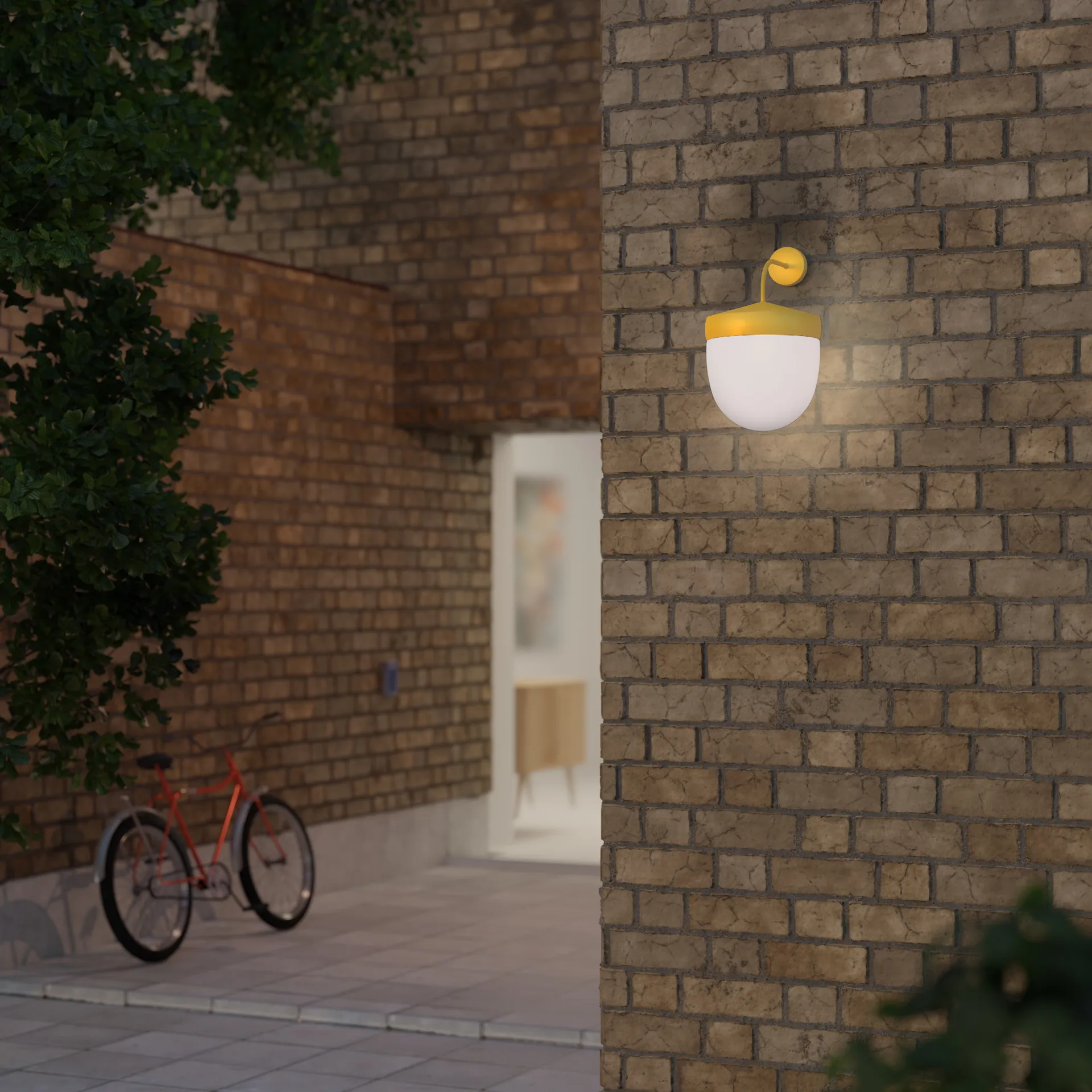 Pan vegglampe frostet 30 cm, Gullgul Noon