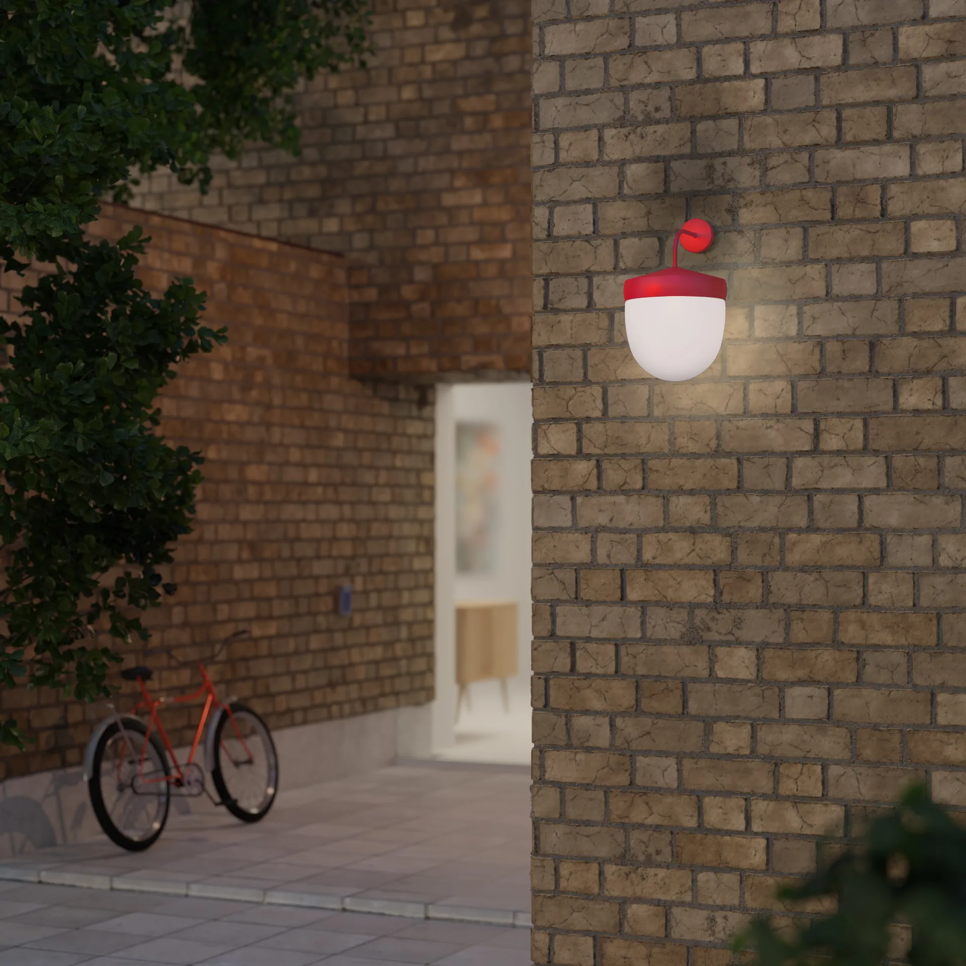 Pan vegglampe frostet 30 cm, Rød Noon