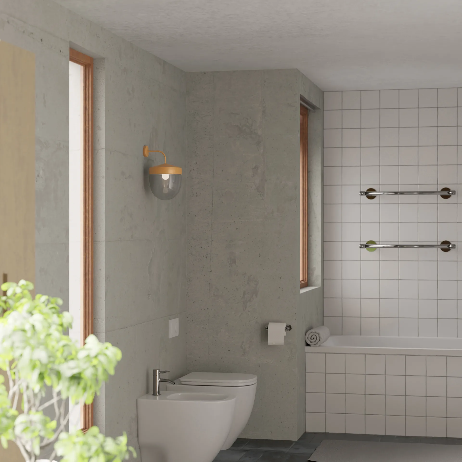 Pan vegglampe klar 30 cm, Brun Noon