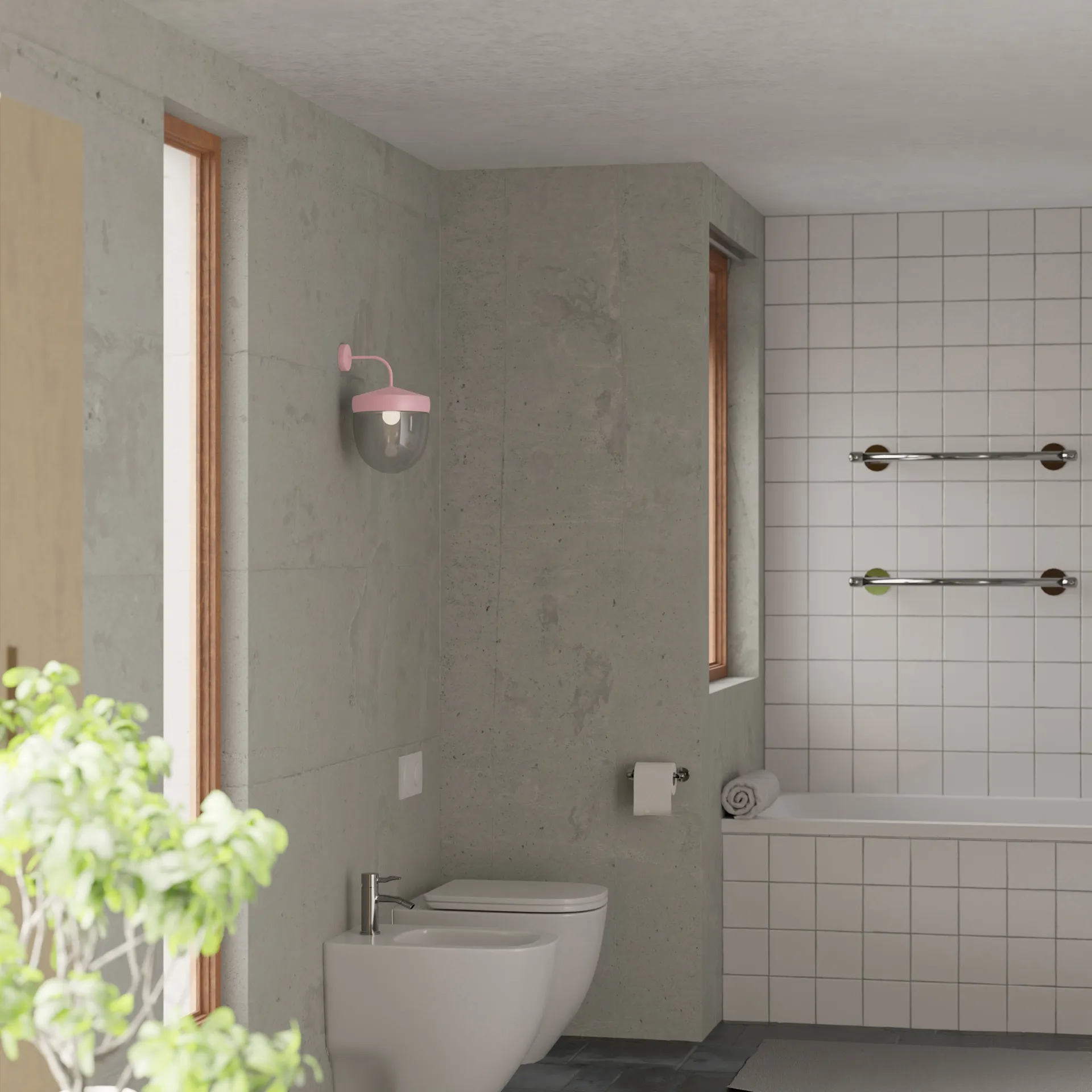 Pan vegglampe klar 30 cm, Rosa Noon