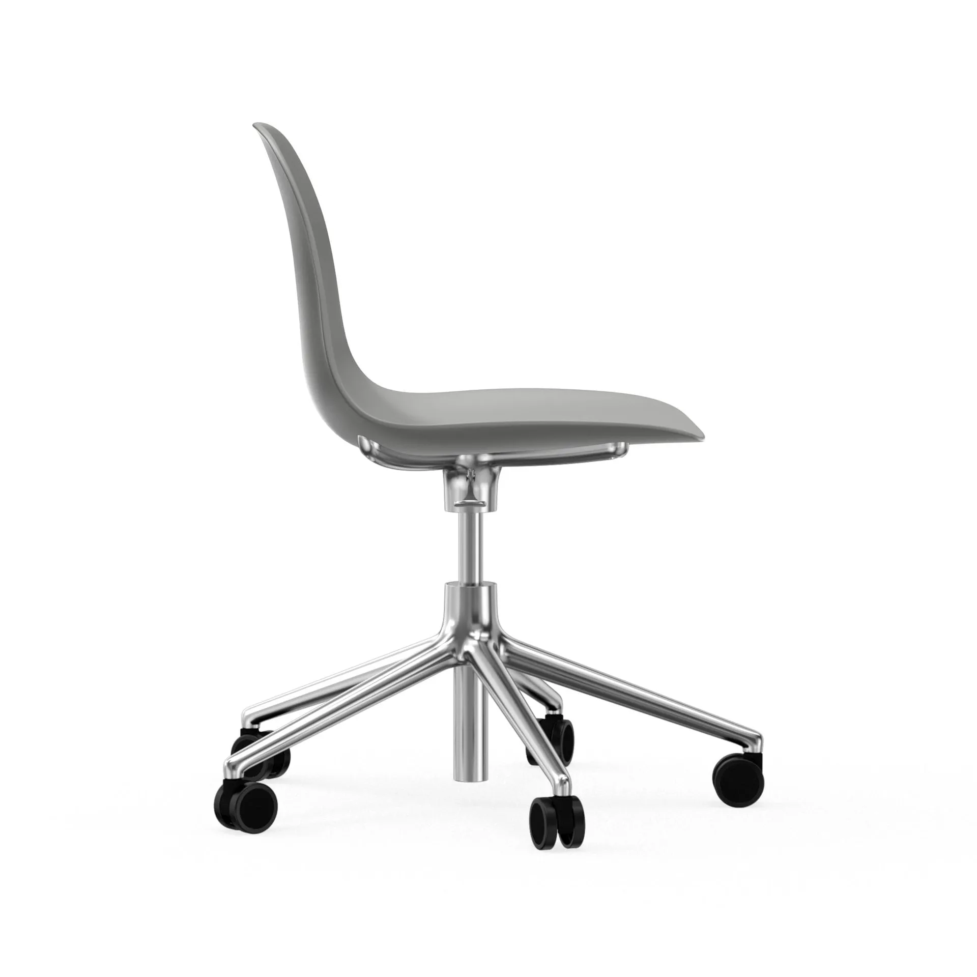 Form chair, dreibar stol, 5W kontorstol, grå, aluminium, hjul Normann Copenhagen