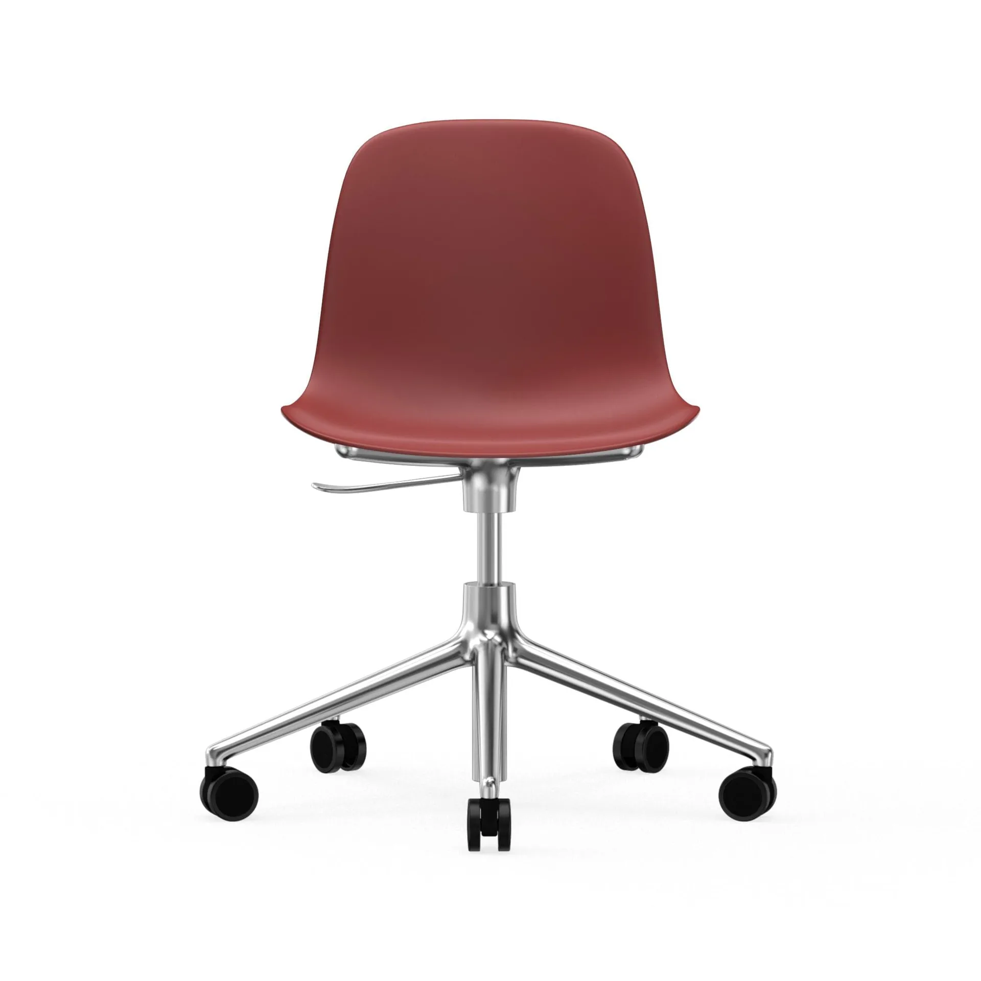 Form chair, dreibar stol, 5W kontorstol, rød, aluminium, hjul Normann Copenhagen
