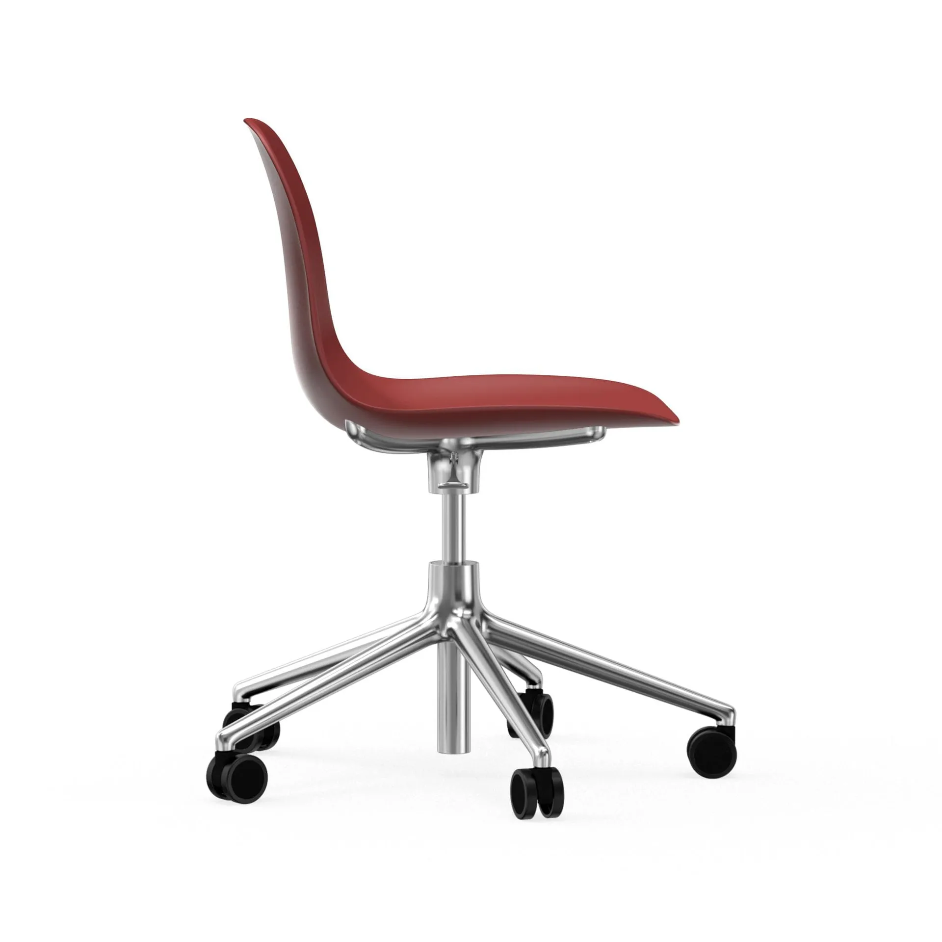 Form chair, dreibar stol, 5W kontorstol, rød, aluminium, hjul Normann Copenhagen