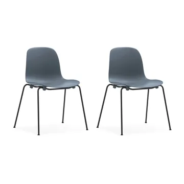 Form Chair stablebar stol svarte ben 2-pk, Blå - Normann Copenhagen