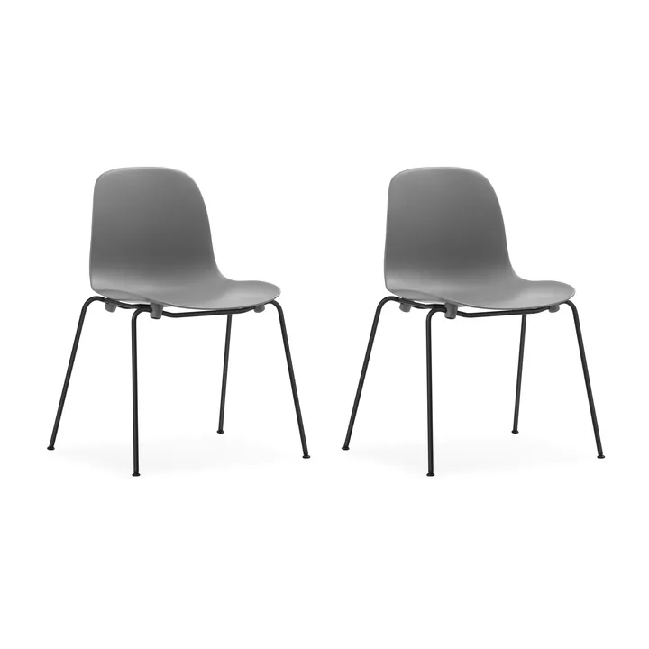 Form Chair stablebar stol svarte ben 2-pk, Grå - Normann Copenhagen
