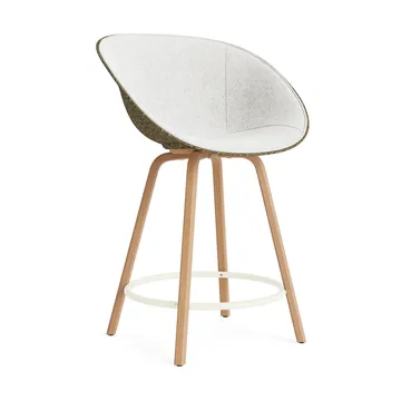 Mat Bar Armchair karmstol  fremsidepolstring 65 cm - Hallingdal 110-seaweed-beech-cream steel - Normann Copenhagen