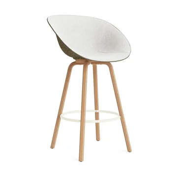 Mat Bar Armchair karmstol  fremsidepolstring 75 cm - Hallingdal 110-seaweed-beech-cream steel - Normann Copenhagen