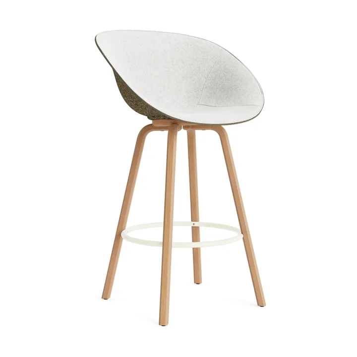 Mat Bar Armchair karmstol  fremsidepolstring 75 cm - Hallingdal 110-seaweed-beech-cream steel - Normann Copenhagen