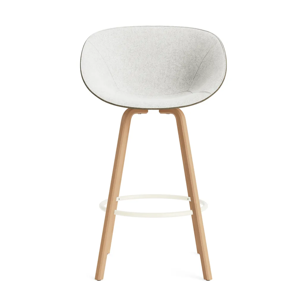 Mat Bar Armchair karmstol  fremsidepolstring 75 cm, Hallingdal 110-seaweed-beech-cream steel Normann Copenhagen