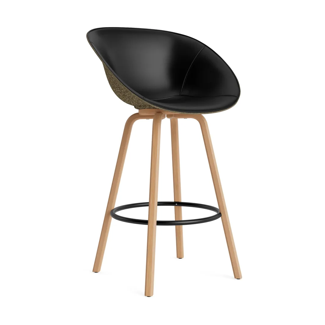 Mat Bar Armchair karmstol  fremsidepolstring 75 cm, Ultra 41599-seaweed-beech-black steel Normann Copenhagen