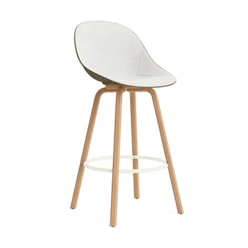 Mat Bar Chair barkrakk  fremsidepolstring 75 cm - Hallingdal 110-seaweed-beech-cream steel - Normann Copenhagen