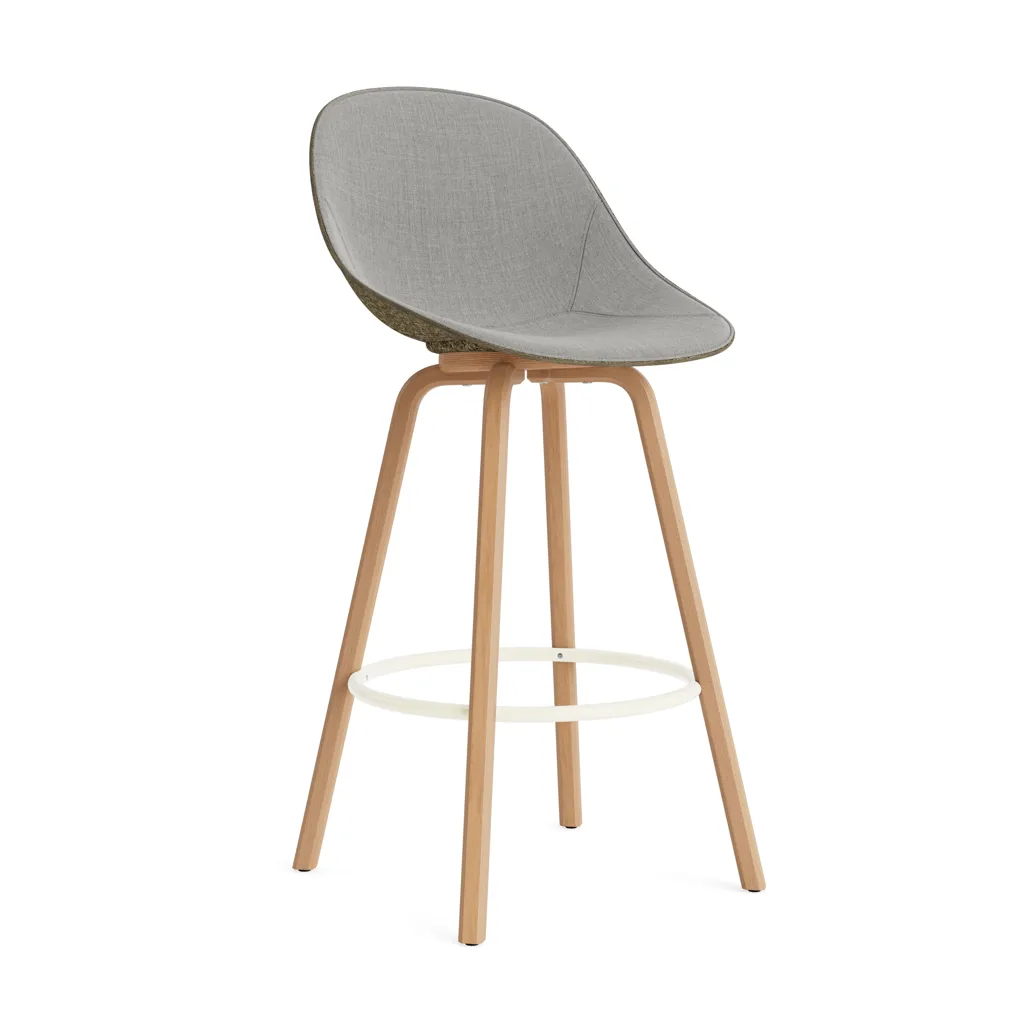 Mat Bar Chair barkrakk  fremsidepolstring 75 cm, Remix 133-seaweed-beech-cream steel Normann Copenhagen