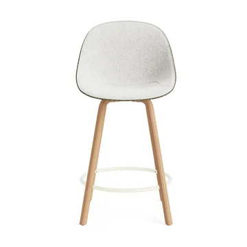 Mat Bar Chair barstol  fremsidepolstring 65 cm - Hallingdal 110-seaweed-beech-cream steel - Normann Copenhagen