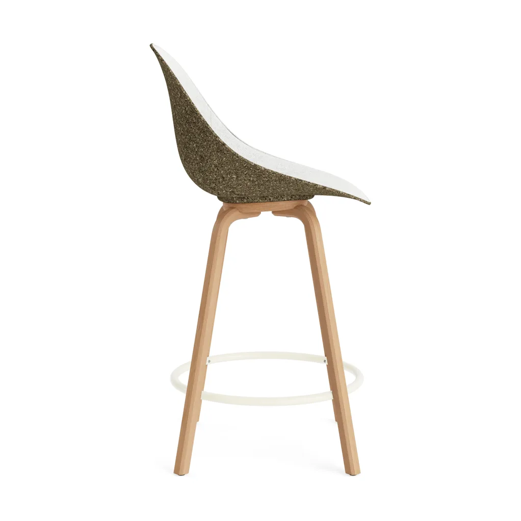 Mat Bar Chair barstol  fremsidepolstring 65 cm, Hallingdal 110-seaweed-beech-cream steel Normann Copenhagen