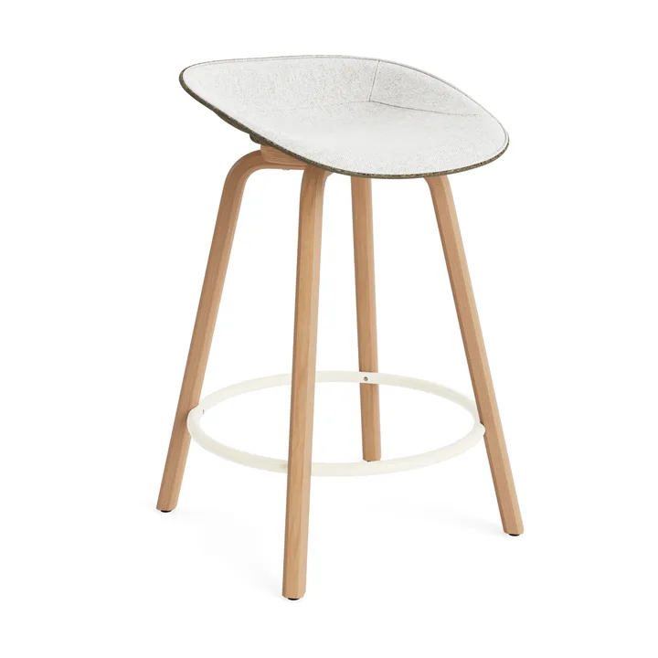 Mat Barstool barkrakk  fremsidepolstring 65 cm - Hallingdal 110-seaweed-beech-cream steel - Normann Copenhagen
