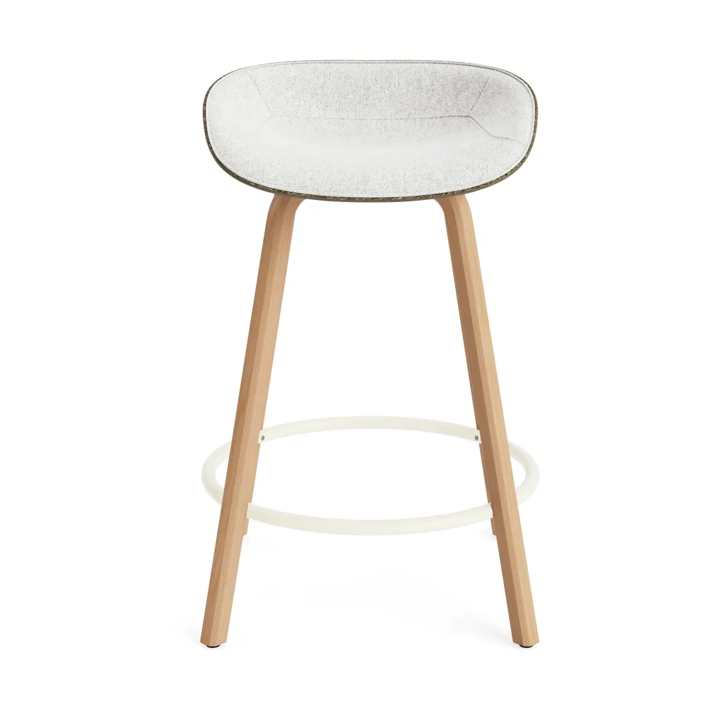 Mat Barstool barkrakk  fremsidepolstring 65 cm, Hallingdal 110-seaweed-beech-cream steel Normann Copenhagen