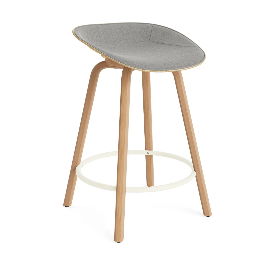 Mat Barstool barkrakk  fremsidepolstring 65 cm, Remix 133-hemp-beech-cream steel Normann Copenhagen