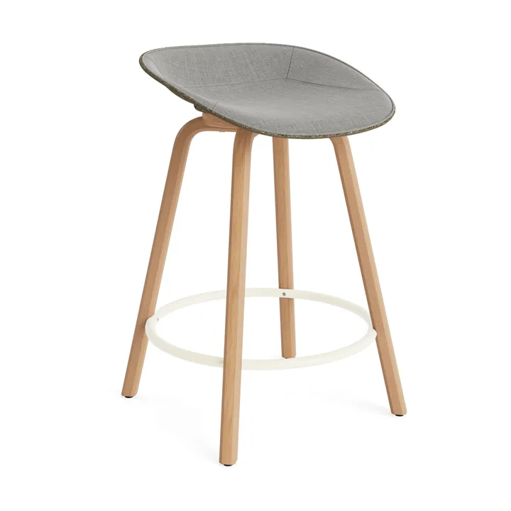 Mat Barstool barkrakk  fremsidepolstring 65 cm - Remix 133-seaweed-beech-cream steel - Normann Copenhagen