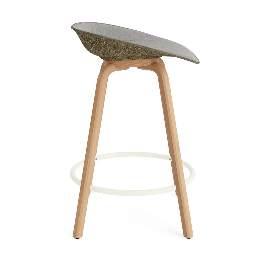 Mat Barstool barkrakk  fremsidepolstring 65 cm, Remix 133-seaweed-beech-cream steel Normann Copenhagen