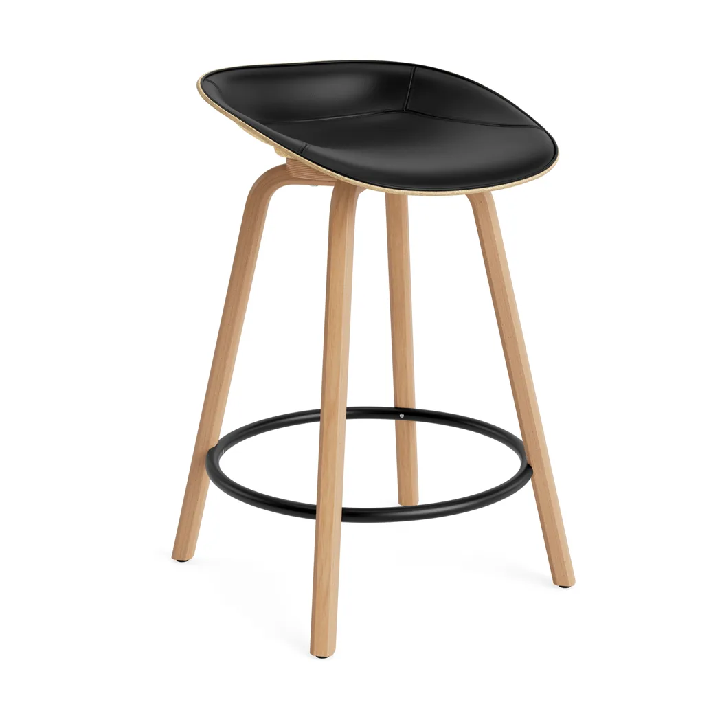 Mat Barstool barkrakk  fremsidepolstring 65 cm, Ultra 41599-hemp-beech-black steel Normann Copenhagen
