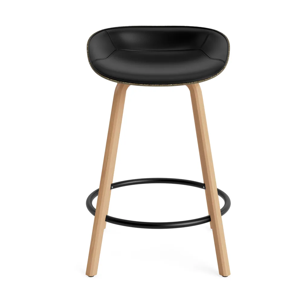 Mat Barstool barkrakk  fremsidepolstring 65 cm, Ultra 41599-seaweed-beech-black steel Normann Copenhagen