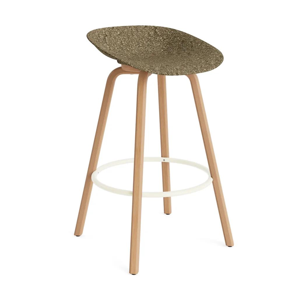 Mat Barstool barstol 75 cm, Seaweed-beech-cream steel Normann Copenhagen
