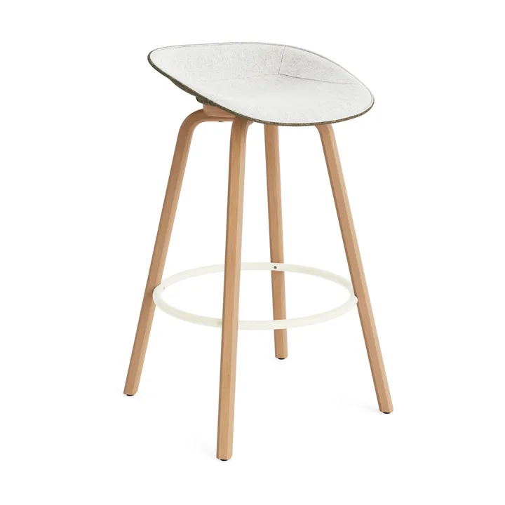 Mat Barstool barstol  fremsidepolstring 75 cm - Hallingdal 110-seaweed-beech-cream steel - Normann Copenhagen