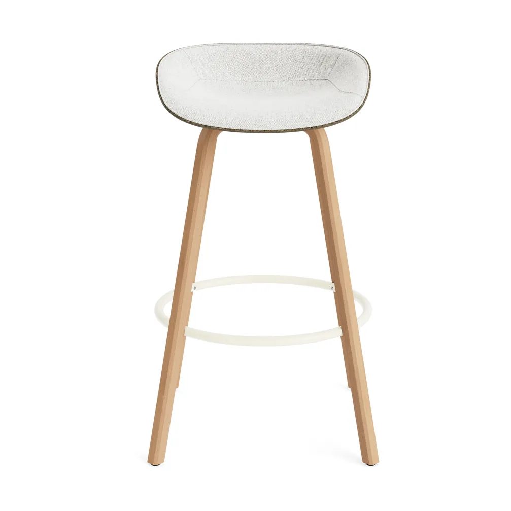 Mat Barstool barstol  fremsidepolstring 75 cm, Hallingdal 110-seaweed-beech-cream steel Normann Copenhagen