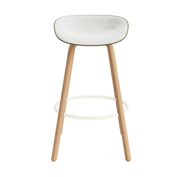 Mat Barstool barstol  fremsidepolstring 75 cm - Hallingdal 110-seaweed-beech-cream steel - Normann Copenhagen