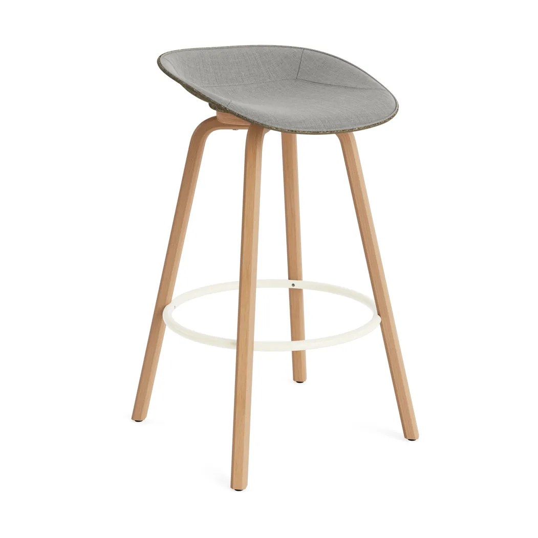 Mat Barstool barstol  fremsidepolstring 75 cm, Remix 133-seaweed-beech-cream steel Normann Copenhagen