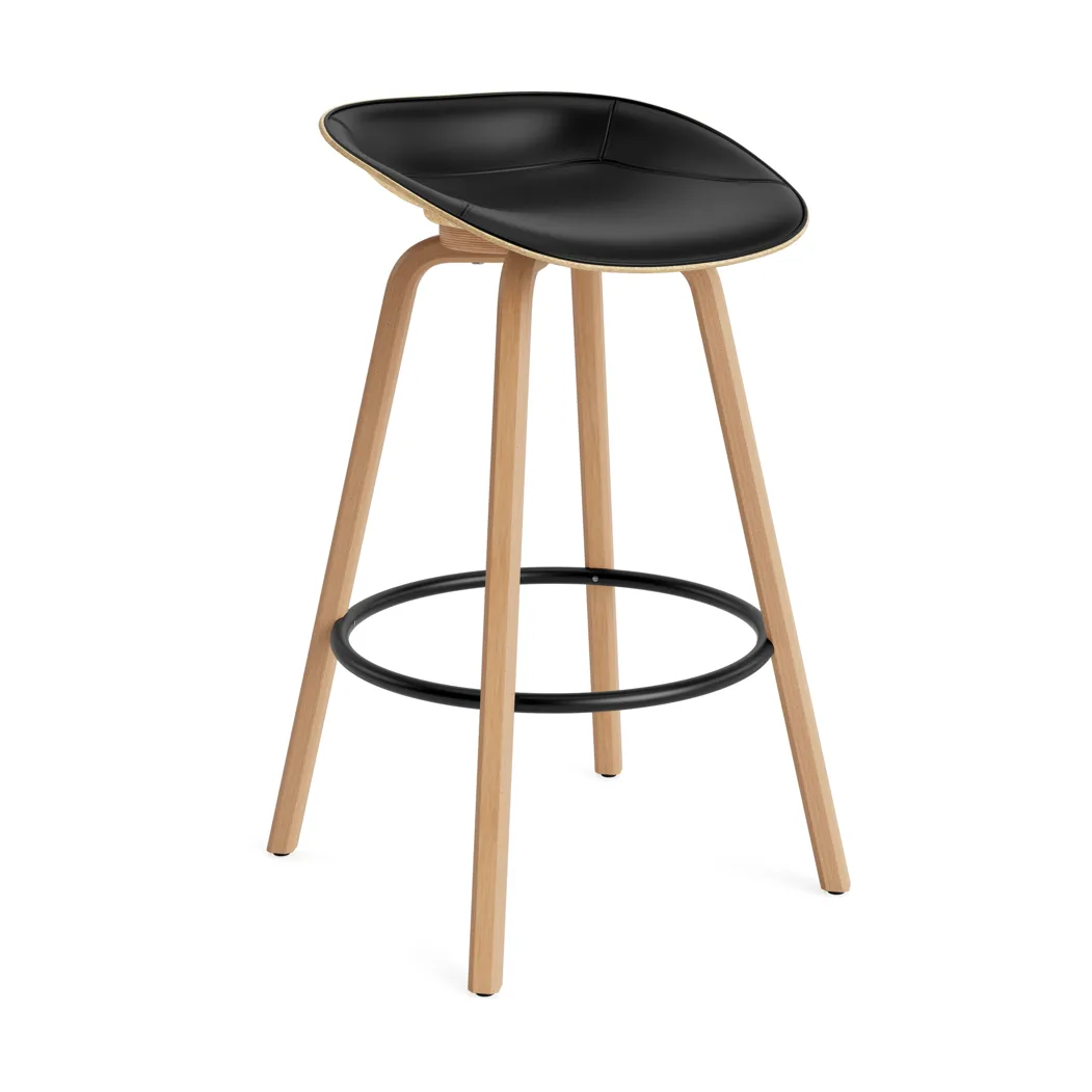 Mat Barstool barstol  fremsidepolstring 75 cm, Ultra 41599-hemp-beech-black steel Normann Copenhagen