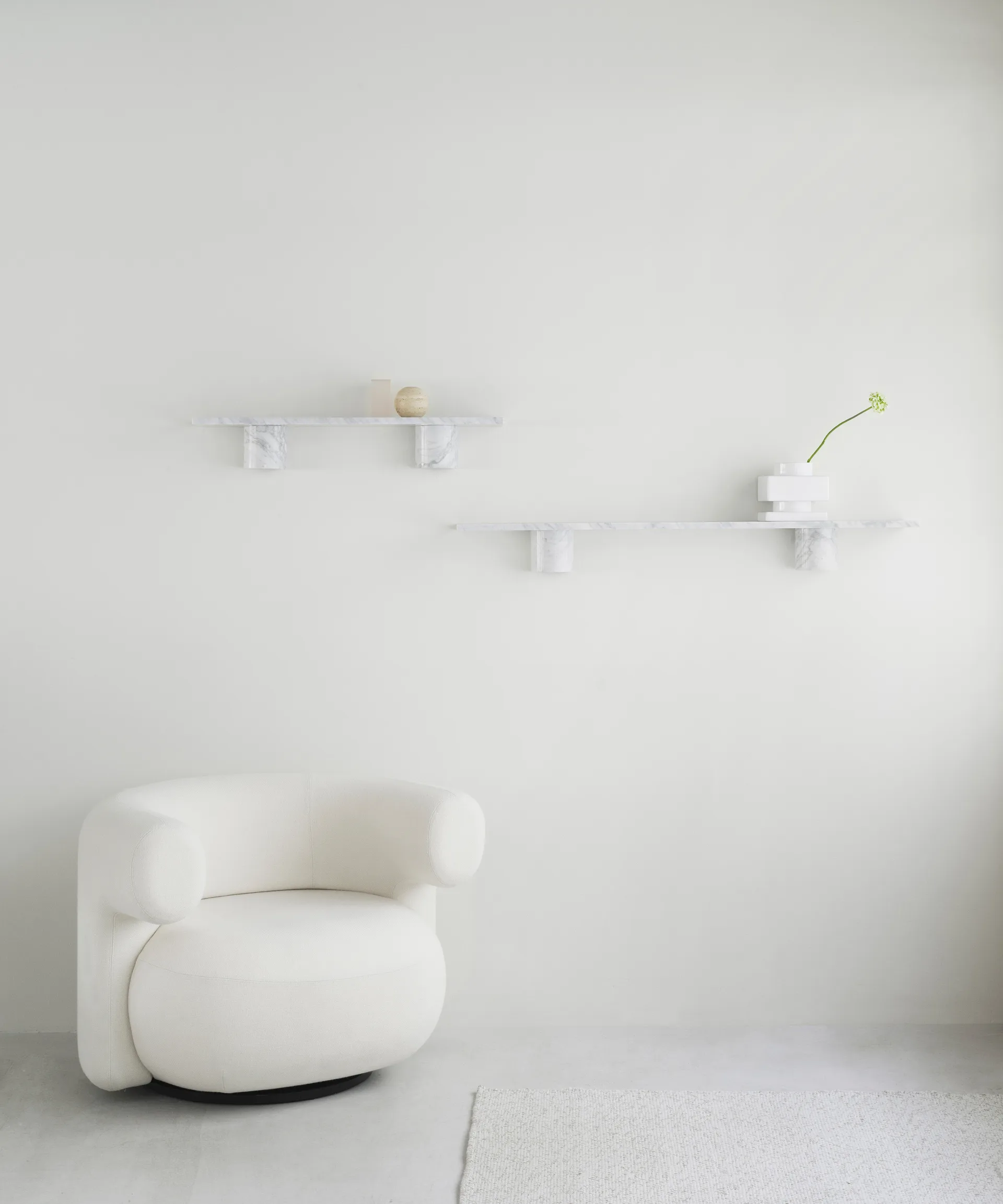 Sten Shelf hylle 120 cm, White marble Normann Copenhagen